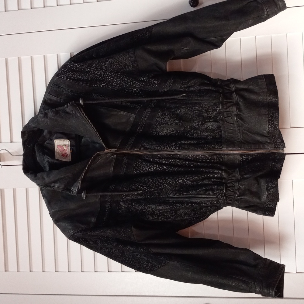 Vintage Adler Suede Leather Winter Jacket Western Southwest Women's Black Small